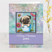 Moderne  Pet Pastel Christmas Kaart (Gele Bloem)