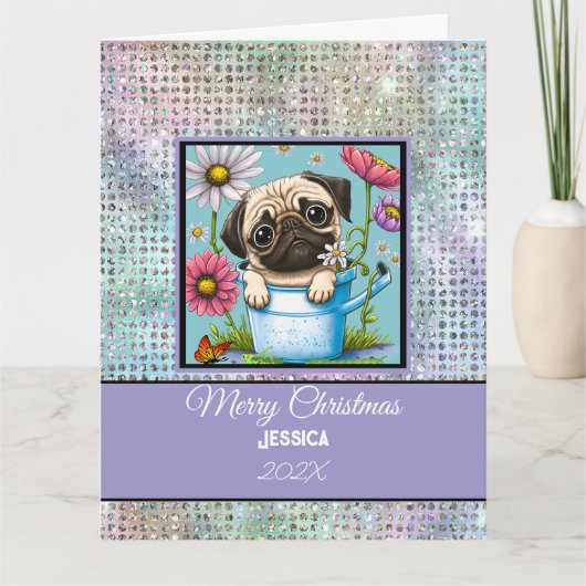 Moderne  Pet Pastel Christmas Kaart (Voorkant)