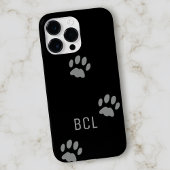 Moderne Pet Paw Prints Monogram Custom Zwart Case-Mate iPhone Case