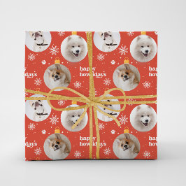 Moderne Pet Photo Ornamenten Custom Christmas Red Cadeaupapier