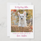 Moderne Pet Sitter Custom Hond Puppy Foto Dank u Kaart (Voorkant)
