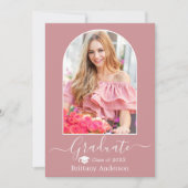 Moderne Pet Stusty Roze Afstuderen Aankondiging (Voorkant)