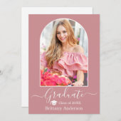 Moderne Pet Stusty Roze Afstuderen Aankondiging (Voorkant / Achterkant)