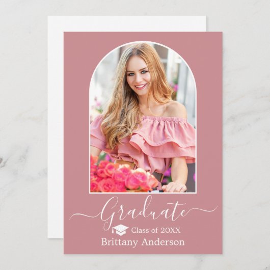 Moderne Pet Stusty Roze Afstuderen Aankondiging (Voorkant / Achterkant)