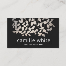 Moderne pewter Silver Leaves Black Visitekaartje