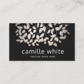 Moderne pewter Silver Leaves Black Visitekaartje (Voorkant)