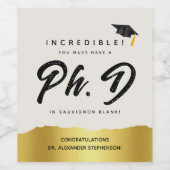 Moderne PhD Afstuderen Script felicitatie partij Wijn Etiket (Enkel label)