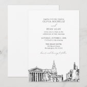 Moderne Philadelphia Skyline Zwart & Wit Bruiloft Kaart (Voorkant / Achterkant)