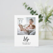 Moderne Photo Bloemenmeisje-kaartje (Staand voorkant)