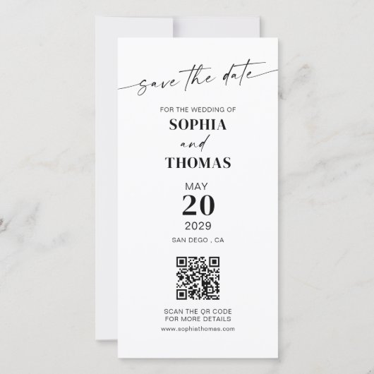 Moderne Photo Booth Bladwijzer bruiloft Save The Date (Achterkant)