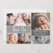 Moderne Photo Collage Baby shower Handlettering Bedankkaart (Voorkant)