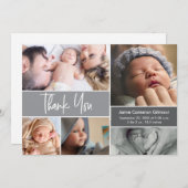 Moderne Photo Collage Baby shower Handlettering Bedankkaart (Voorkant / Achterkant)