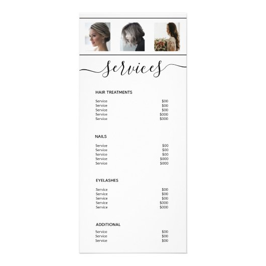 Moderne Photo Collage White Spa Salon Service Menu (Achterkant)