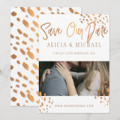 Moderne PHOTO Faux Metal Gold Folie Typografie Save The Date (Voorkant / Achterkant)