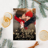 Moderne PHOTO-gouden kerstgroet Feestdagenkaart