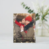 Moderne PHOTO-gouden kerstgroet Feestdagenkaart (Staand voorkant)
