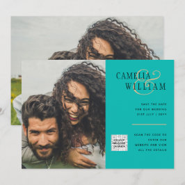 Moderne PHOTO QR CODE Huwelijksuitnodiging of Save Kaart