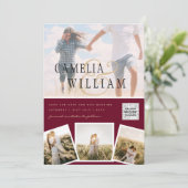 Moderne PHOTO QR Code Save the Date Trouw Uitnodig Kaart (Staand voorkant)