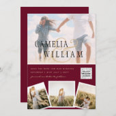 Moderne PHOTO QR Code Save the Date Trouw Uitnodig Kaart (Voorkant / Achterkant)