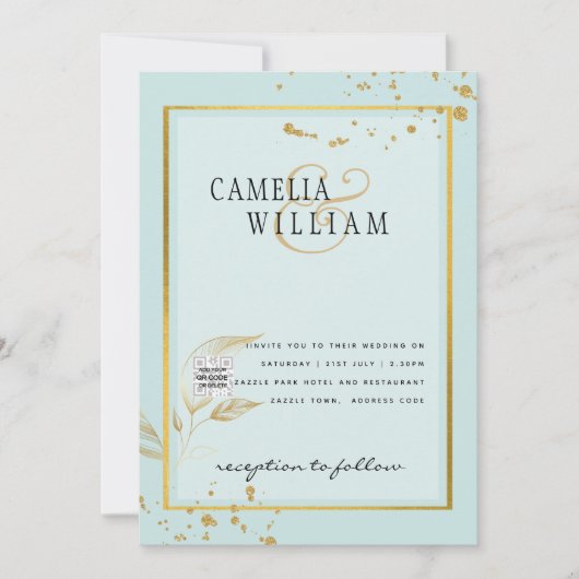 Moderne PHOTO QR CODE Weddenschap Uitnodigen of Da Kaart (Voorkant)