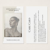 Moderne Photo White Handmade Jewelry Care Card Visitekaartje (Voorkant /achterkant)