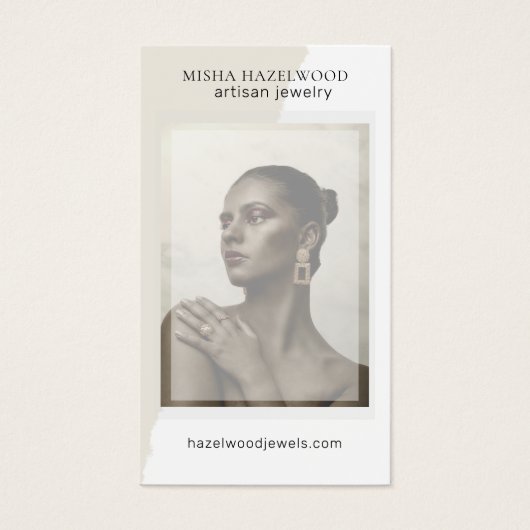 Moderne Photo White Handmade Jewelry Care Card Visitekaartje (Voorkant)