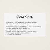 Moderne Photo White Handmade Jewelry Care Card Visitekaartje (Achterkant)