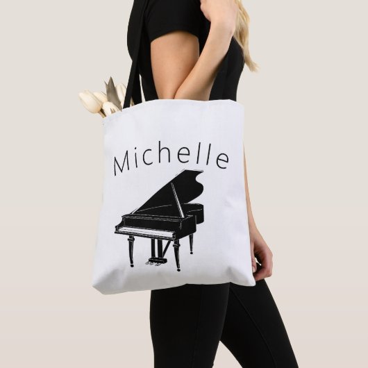 moderne pianamuziek canvas tas met naam (Dichtbij)