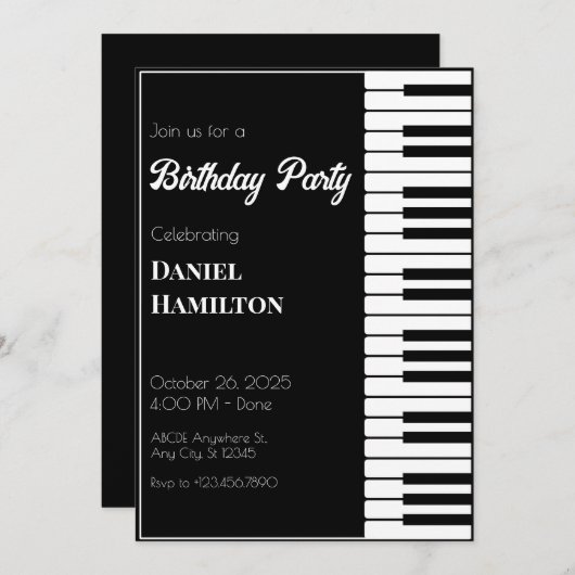 Moderne piano kaart (Voorkant / Achterkant)