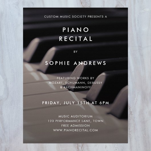 Moderne Piano Overweging Concert Fotosjabloon Poster