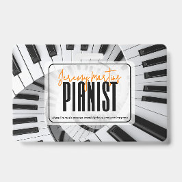 Moderne Piano Spiralen Zwart&Wit Oranje Pianist Badge