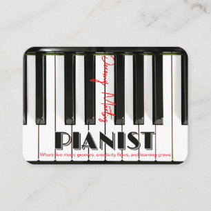 Moderne Piano Toetsenbord Rood Zwart Pianist Visitekaartje