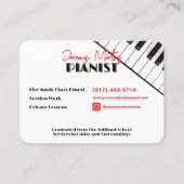 Moderne Piano Toetsenbord Rood Zwart Pianist Visitekaartje (Achterkant)