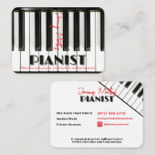 Moderne Piano Toetsenbord Rood Zwart Pianist Visitekaartje (Voorkant / Achterkant)