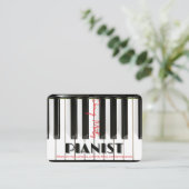 Moderne Piano Toetsenbord Rood Zwart Pianist Visitekaartje (Staand voorkant)
