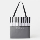 Moderne pianomuziek all-over Canvas tas met naam (Voorkant)