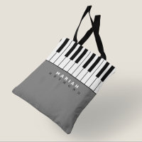 Moderne pianomuziek all-over Canvas tas met naam
