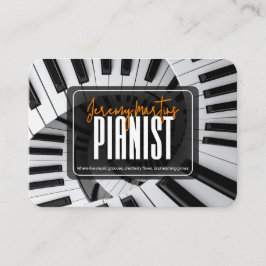 Moderne Pianospiralen Wit op Zwart Oranje Pianist Visitekaartje
