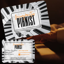 Moderne pianospiralen Zwart&Wit Oranje Pianist