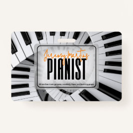 Moderne pianospiralen zwart-wit Sinaasappel pianis Badge