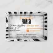 Moderne pianospiralen zwart-wit Sinaasappel pianis Visitekaartje (Achterkant)