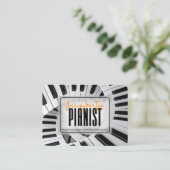 Moderne pianospiralen zwart-wit Sinaasappel pianis Visitekaartje (Staand voorkant)