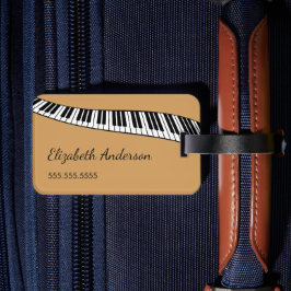 Moderne pianotoetsenbord op goud, gepersonaliseerd bagagelabel