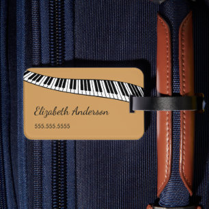 Moderne pianotoetsenbord op goud, gepersonaliseerd bagagelabel