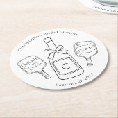 Moderne Pickleball en Prosecco Bruidsdiner Ronde Kartonnen Onderzetter (Gebogen)