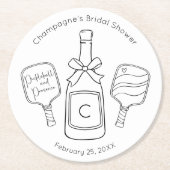 Moderne Pickleball en Prosecco Bruidsmeisjesfeest Ronde Kartonnen Onderzetter (Voorkant)