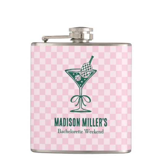 Moderne Pickleball- en Prosecco vrijgezellenweeken Heupfles (Voorkant)