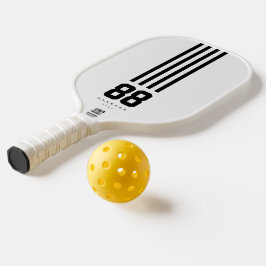 Moderne Pickleball Naam Nummer Zwart Wit Strepen Paddle