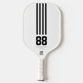 Moderne Pickleball Naam Nummer Zwart Wit Strepen Paddle (Achterkant)