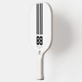 Moderne Pickleball Naam Nummer Zwart Wit Strepen Paddle (Links)